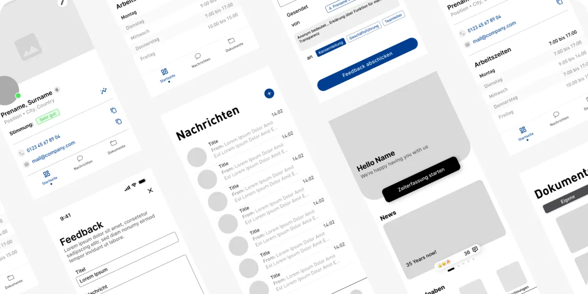 Wireframes der EASTCON App